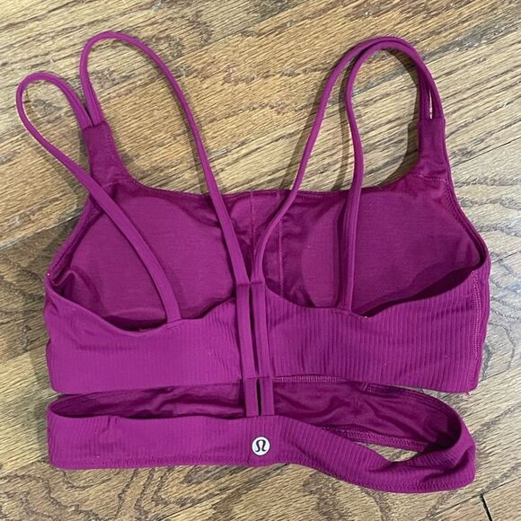 EEUC Lululemon Ribbed Nulu Strapped Yoga sports Bra Magenta Purple sz 6 - Picture 2 of 5